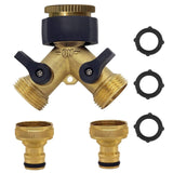 1 x RAW Customer Returns OHAYORI 2-way Y distributor 3 4 1 2 inch, brass garden hose distributor with 2 tap adapters for garden irrigation, pets, water flow regulating Y distributor with rotary switch - RRP €15.99