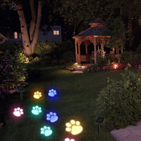 1 x RAW Customer Returns LEEMASING 4pcs Solar Paw Print Lights Garden Statue Lantern LED Pathway Lights 3 for Outdoor Garden Pathway Landscape Walkway Yard Colorful  - RRP €20.16