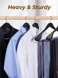 1 x RAW Customer Returns HOUSE DAY 6 Pack Wooden Suit Hangers - Clothes Hangers with Extra Wide Shoulders, Non-Slip Suit Hangers, 360 Rotating Hook Jacket Hanger with Round Bar, for Shirts Coats Jackets Trousers Suits Black  - RRP €29.12