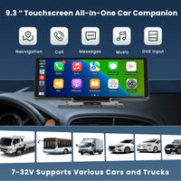 1 x RAW Customer Returns Hikity 2024 New Wireless Carplay Android Auto for Car Radio with Dashcam, 9.3 Touchscreen Portable Car Radio Receiver MP5 Player, Voice Control, FM Transmitter, AUX Type-C 64G TF Card - RRP €139.46