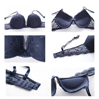 1 x RAW Customer Returns Sencylife Sexy Bras for Women Lace Push Up Padded Underwire Lift Up Support Everyday Bra Set, Blue, 85C - RRP €22.18