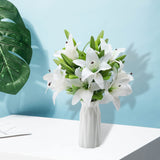 3 x Brand New Yuecheng BREUAILY 8pcs artificial lily flowers 37cm real touch artificial lily bouquets tiger lily arrangement for home decoration wedding party office decor white  - RRP €90.0