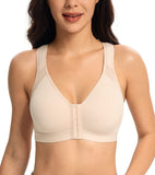 1 x RAW Customer Returns Lemorosy Post-Surgery Bra for Women Plus Sizes with Front Closure Full Cup Soft Fabric Back Support Beige,95E  - RRP €24.78