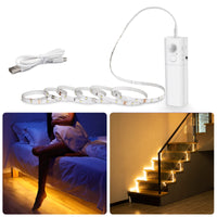 1 x RAW Customer Returns WOBANE LED strip with motion detector, rechargeable wardrobe lighting, 2m LED sensor light cabinet lights, LED cabinet lighting for kitchen, wardrobe, stairs, bed, 2700K warm white, 1 pack - RRP €19.15