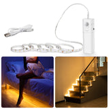 1 x RAW Customer Returns WOBANE LED strip with motion detector, rechargeable wardrobe lighting, 2 m LED sensor light cabinet lights, LED cabinet lighting for kitchen, wardrobe, stairs, bed, 2700K warm white, 1 pack - RRP €19.15