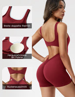 1 x RAW Customer Returns ZAAYO Women Workout Jumpsuits Shorts Sexy Backless Gym Bodycon Scrunch Butt Yoga Bodycon One Piece Full Body Suit Stretch Elegant Jumpsuits Wine Red Medium - RRP €37.3