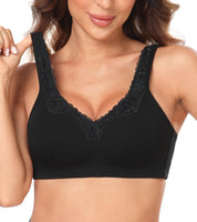 1 x RAW Customer Returns Lemorosy Women s Bra with Buckles Cotton Comfort Bras Mimimizer Size Without Underwire Black, 80D  - RRP €21.17