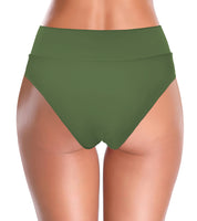 1 x Brand New SHEKINI Women s Swimsuit Black Tummy Control High Waist Swim Shorts Abdominal Control Ruched Bikini Pants Solid Color Retro Swimming Trunks Bikini Panties L, Olive Green B  - RRP €28.69