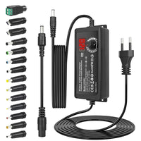 1 x RAW Customer Returns 72W 3-24V Universal Power Supply, PChero Universal AC DC Adapter Switching Power Supply with 14 DC Tips 1pc Reverse Polarity Converter Cable for Household Electronics CCTV Camera LED Strip 3000mA Max - RRP €22.45