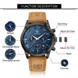 1 x RAW Customer Returns BY BENYAR Watches Men Wristwatch Men Chronograph Analog Quartz Waterproof Brown Leather Strap Men s Watch Luminous Date Fashion Casual Business Dress Watches Elegant Gift for Men - RRP €37.39