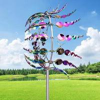 1 x RAW Customer Returns Unique and Magical Metal Windmill, 3D Kinetic Wind Chime with Metal Garden Stake, Magic Metal Kinetic Sculpture, Wind Metal Catcher, Windmill for Yard and Garden Patio, - RRP €26.21