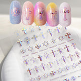 6 x Brand New EUDUQ Nail stickers hot stamping, 3 sheets of retro nail stickers, self-adhesive, love starry sky nail foil glitter, 5D nail art stickers, nail design accessories for women, nail art DIY decoration - RRP €122.4