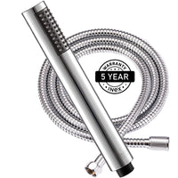 1 x RAW Customer Returns INEX EUROPA Shower head, water saving, cylindrical chrome, flexible stainless steel hose 175 cm - RRP €11.95