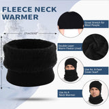 1 x RAW Customer Returns Winter Hat Scarf and Touch Screen Gloves, Knitted Neck Warmer Hat and Gloves with Fleece Lining for Men Women, A-Black - RRP €20.41