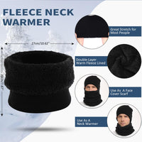 1 x RAW Customer Returns Winter Hat Scarf and Touch Screen Gloves, Knitted Neck Warmer Hat and Gloves with Fleece Lining for Men Women, A-Black - RRP €27.99