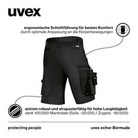 1 x RAW Customer Returns Uvex echor Bermuda - Short work trousers - Men s cargo trousers - Stretch waistband, abrasion-resistant lots of storage space - Black - Size 64 - RRP €59.99