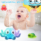 1 x RAW Customer Returns Baby bath toy, water toy, octopus bath toy, paddling pool, spray bathing toy with light, bathtub outside with a voice turtle screwdriver, children s gift Christmas - RRP €16.98