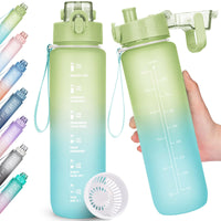 1 x RAW Customer Returns AOHAN drinking bottle, 1l water bottle BPA-free, drinking bottle sports leak-proof, sports bottle with time marking for fitness, office, school, yoga, outdoor - RRP €15.96