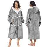 1 x RAW Customer Returns FEELJAM Blanket with Sleeves and Hood, Hoodie Blankets, Pullover Cuddly Blanket with Sleeves and Zip, Wearable Blanket Unisex Light Grey  - RRP €32.94