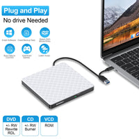 1 x RAW Customer Returns USB 3.0 Type C External Drive Burner Reader CD DVD Player - RW for Laptop PC, Laptop, Desktop, Macbook Air Pro for Windows 11 10 8.1 7 XP Vista Linux MacOS - RRP €20.69