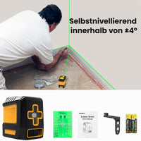 1 x RAW Customer Returns Cross line laser green self-leveling, KAIWEETS T40 laser spirit level working range 30 m, accuracy 0.3 mm m, working time up to 16 hours, in protective bag, with holder and target plate  - RRP €49.99