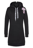 1 x Brand New DOTIN Women s Hoodie Dress Long Sleeve Sweatshirt Winter Pullover Outwear Jumper Tops Hoodie, Black, M - RRP €35.28