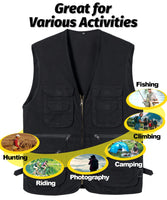 1 x RAW Customer Returns Yukirtiq Men s Outdoor Vest with Many Pockets Fishing Vest with Zipper Hunting and Fishing Photography Hiking West Summer Multifunctional Vest Sleeveless Jacket, B-Black, 3XL - RRP €34.67