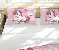 1 x RAW Customer Returns Hoimlm Unicorn Bed Linen 135x200 Children s Bedding Set with Duvet Cover and 2 Pillowcases, Cartoon Unicorn Microfiber Soft Girls Bedding with Zipper - RRP €33.26