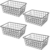 1 x RAW Customer Returns KOHAND Pack of 4 28 x 21 x 12 cm wire storage baskets, wall iron basket, hanging basket for the kitchen, office, pantry, black - RRP €30.74