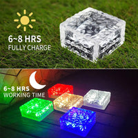 1 x RAW Customer Returns HIQE-FL Set of solar paving stones outdoor lights, 4 pieces of solar stones for outdoor garden, waterproof, 10 x 10 x 5 cm, LED, for outdoors, decoration lights for garden, balcony, path five colors  - RRP €26.71