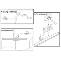 1 x RAW Customer Returns Aourow Bathroom Mirror Lamp 10W 820lm 40cm, Neutral White Mirror Light 4000K, Waterproof IP44 230V, 3 in 1 Mirror Cabinet Wall, Anti-Fog Stainless Steel, Bathroom Wall Light, 400mm - RRP €27.99