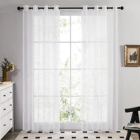 1 x RAW Customer Returns Deconovo Eyelet Curtain Voile Curtains Living Room 180x140 cm White Set of 2 - RRP €21.49