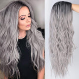 1 x RAW Customer Returns ColorfulPanda Wig Gray Women s Ombre Silver Gray Long Curly Natural Synthetic Hair Wigs for Women, Everyday Cosplay Costume Party Halloween Gray Wig 26 Inches - RRP €27.18