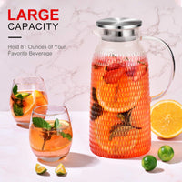 1 x RAW Customer Returns Glass carafe, Aofmee water carafe 2.4 liters, glass carafe with lid, water jug, glass carafe with lid, glass water carafe, glass jug, tea carafe, sangria carafe for homemade iced tea and juice - RRP €24.99