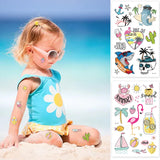 1 x Brand New Kids Temporary Tattoo, 10 Sheets Hawaiian Tropical Theme Temporary Tattoo Stickers, Summer Beach Pool Fake Tattoo Stickers for Boy Girl Birthday Gift - RRP €15.6