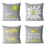 3 x Brand New MIULEE Set of 4 Sofa Cushion Covers Polyester Happy Sun Printing Decoration Sofa Home Bedroom Bed Pillowcase 18x18 Inch 45X45cm - RRP €57.6