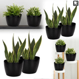 1 x RAW Customer Returns PECZEKO Shiny Flower Pots - Decorative Plant Pot for Flowers Herbs - Durable Lightweight Round Plastic Plant Pots for Living Dining Room, Kitchen, Patio, Balcony - Set of 2 - Black, 25 cm  - RRP €23.99