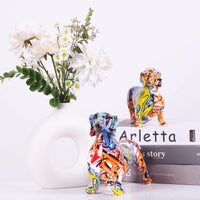 1 x RAW Customer Returns suruim Creative Painted Colorful Dachshund Dog Decoration Home Modern Wine Cabinet Office Desk Resin Crafts Miniatures Statue 11.0 x 3.7 x 6.7 inch  - RRP €47.41