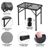 1 x RAW Customer Returns Odoland 2FT Foldable Camping Table, Height Adjustable BBQ Table with Mesh Desktop, Outdoor Picnic Table Card Table with Anti-Slip Feet for Grill BBQ RV 56cm  - RRP €48.06