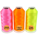 1 x RAW Customer Returns New brothread Set of 3 Neon Fluorescent Colors Polyester Machine Embroidery Thread Huge Spool 5000M for all Embroidery Machines - RRP €18.19