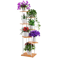 1 x RAW Customer Returns ALTORICO 7 Tiers 130cm Wooden and Metal Plant Stand Corner Shelf for Multiple Pots Indoor Plant Holder Suitable for Indoor and Outdoor, Balcony, Living Room, Office, White - RRP €79.99