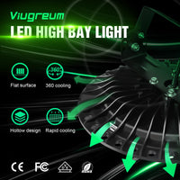 1 x RAW Customer Returns Viugreum LED UFO, 100W LED high bay light, 6000K-6500K cold white 120 beam angle industrial lamp, IP65 waterproof - SMD2835 96Leds 100W, 2 pack  - RRP €56.96