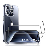 1 x Brand New SEVNDE for iPhone 15 Pro Max armored protective glass, 3 in 1 HD Clear - anti-fingerprint - 2 pieces for iPhone 15 Pro Max tempered film protective film with 1 case for iPhone 15 Pro Max - RRP €8.65