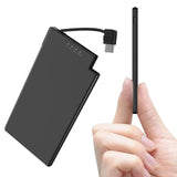 1 x RAW Customer Returns Auskang Powerbank USB C with cable 0.68cm Ultra Slim Portable Charger Ultra-thin and light External battery, Compatible with iPhone 15, Samsuang, Xiaomi etc.- Black - RRP €21.99