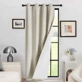 1 x RAW Customer Returns Deconovo Curtain Blackout Curtain Thick Curtain with Eyelets Cold Protection Curtains Thermal Curtain Heat Insulating Curtains Thick Fabric Heat Door Room Divider, 260x140 HeightxWidth , Light Beige, 1 Piece - RRP €45.54