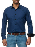 2 x Brand New Mr. right men s shirt slim fit long-sleeved shirt plain business shirts blue, S  - RRP €46.94