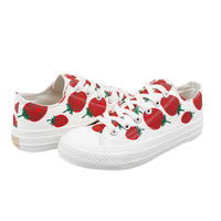 1 x RAW Customer Returns Hotroad Women s Fashion Canvas Sneaker Low Top Women Summer Walking Outdoor Canvas Shoes Tennis Shoes Tennis Shoes Sneakers Classic Sneakers Laces, White Strawberry 38 EU Women - RRP €19.15