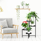 1 x RAW Customer Returns iDavosic.ly 5 Tier Metal Plant Stand Flower Pot Stand, Multi-Tier Plant Shelf Flower Shelf Plant Stairs for Room Corner, Living Room, Balcony, Terrace, Yard Round, Black  - RRP €49.99