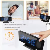 1 x RAW Customer Returns Aikove Digital Bedside Alarm Clock with Projector, Multifunctional Alarm Clock with FM Radio, 3 Brightness Levels, Snooze and 15 Volume Levels, 12 24 Hours, for Bedroom, Home, Office - RRP €29.99