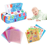 1 x Brand New Baby Toy Tissue Box Sensory Toy with Crinkle Papers Colorful Silk Scarves Interactive Fabric Tissue Box Baby Tissue Box, for Babies 6 to 36 Months Figures  - RRP €19.2